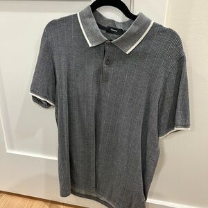 Theory Charcoal Polo Shirt with White Accents